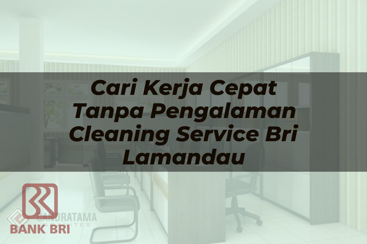Cari Kerja Cepat Tanpa Pengalaman Cleaning Service BRI Lamandau Tahun 2025