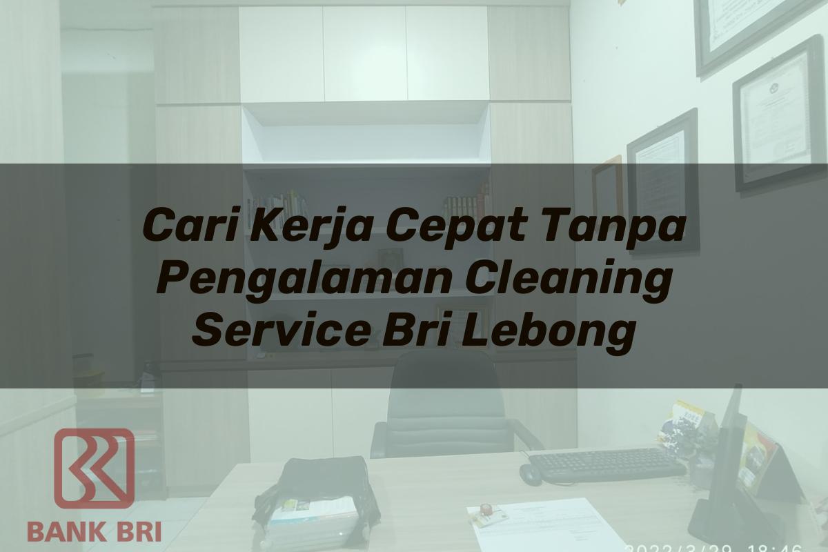 Cari Kerja Cepat Tanpa Pengalaman Cleaning Service BRI Lebong Tahun 2025