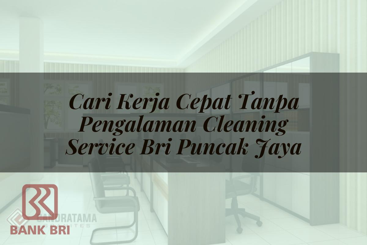 Cari Kerja Cepat Tanpa Pengalaman Cleaning Service BRI Puncak Jaya Tahun 2025