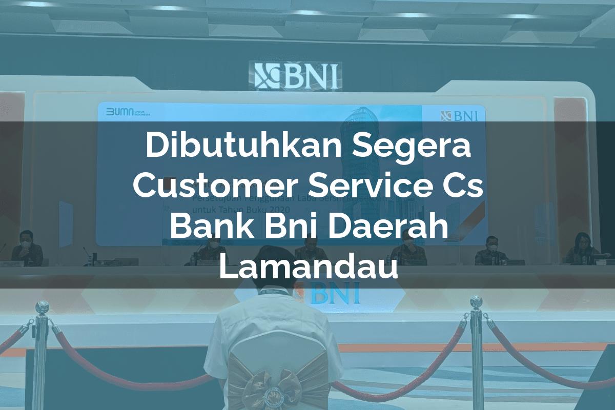 Dibutuhkan Segera Customer Service (CS) Bank BNI Daerah Lamandau Tahun 2025