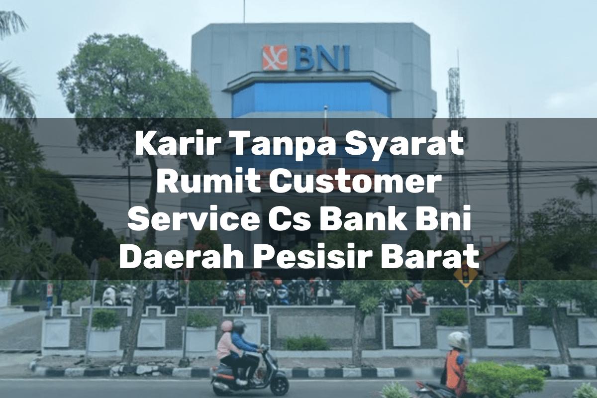 Karir Tanpa Syarat Rumit Customer Service (CS) Bank BNI Daerah Pesisir Barat Tahun 2025