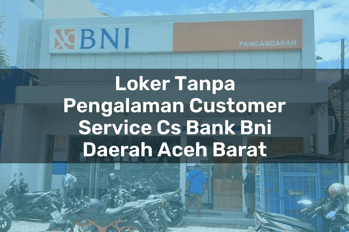 Loker Tanpa Pengalaman Customer Service (CS) Bank BNI Daerah Aceh Barat Tahun 2025